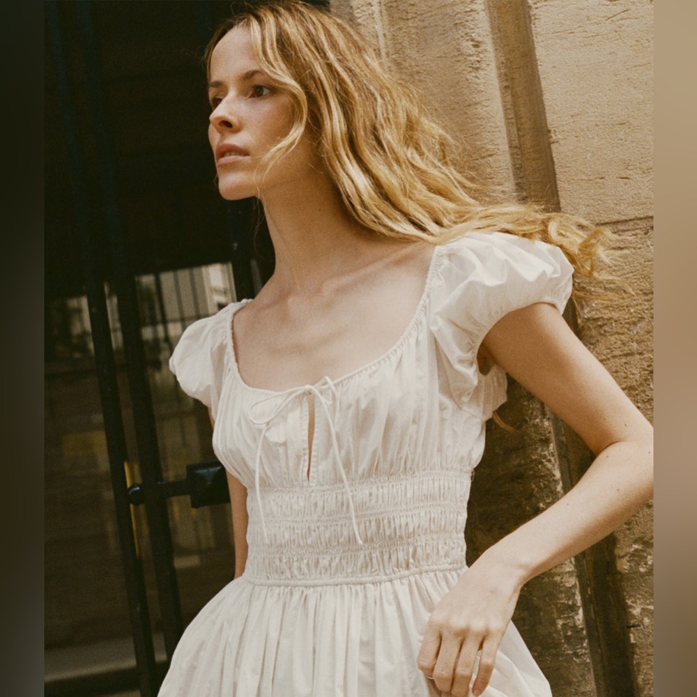 DÔEN Quinn organic cotton-poplin midi dress in 'Salt' - Picture 11 of 17